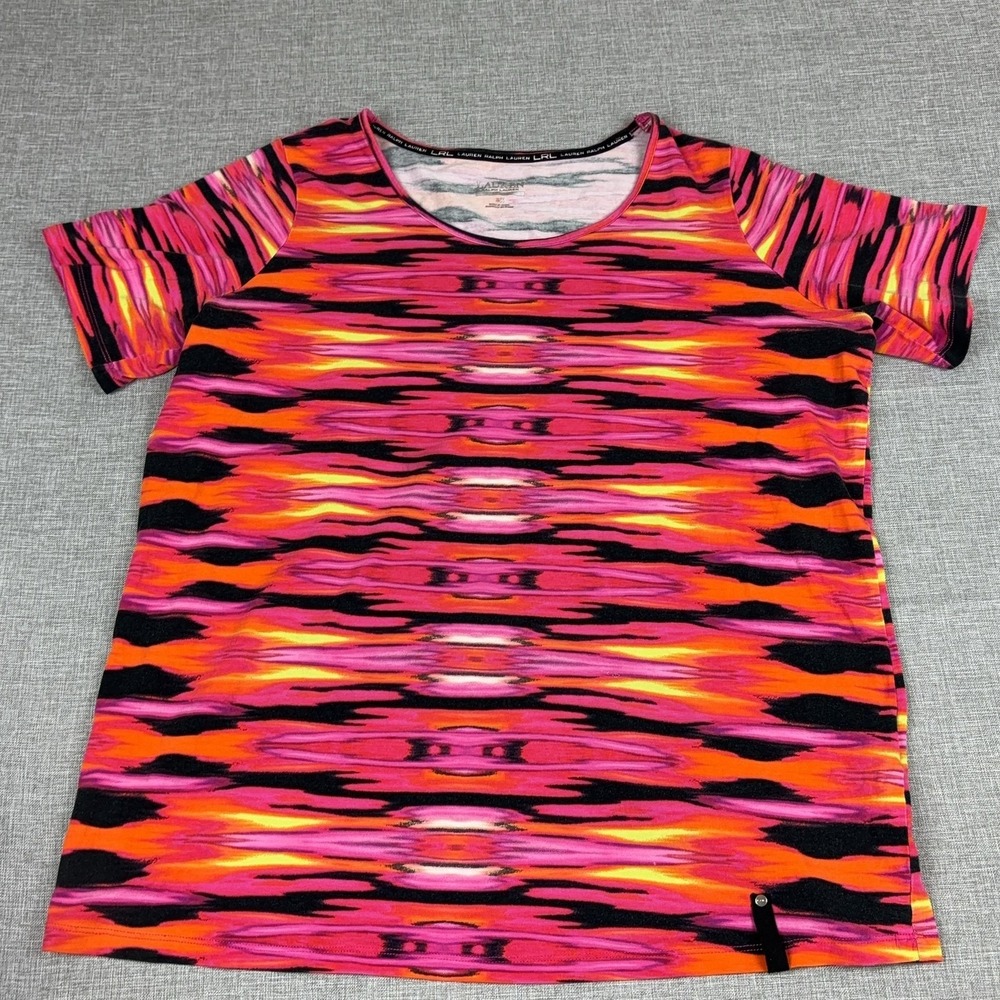 Lauren Ralph Lauren T-Shirt Womens 3X Multicolor Striped Jersey Active
